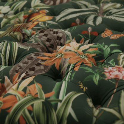 Luxury Deep - Buttoned Square Pouffe with Nature - Inspired Pattern non - storage - ISTOOLS