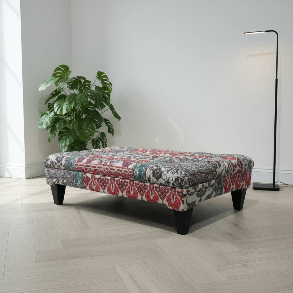 Luxury Designer Pattern Buttoned Ottoman Bench Handcrafted - ISTOOLS