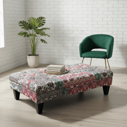 Luxury Designer Pattern Buttoned Ottoman Bench Handcrafted - ISTOOLS