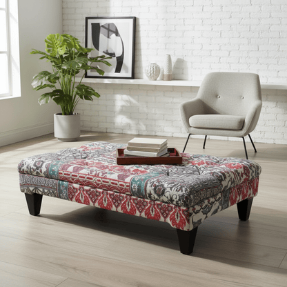 Luxury Designer Pattern Buttoned Ottoman Bench Handcrafted - ISTOOLS