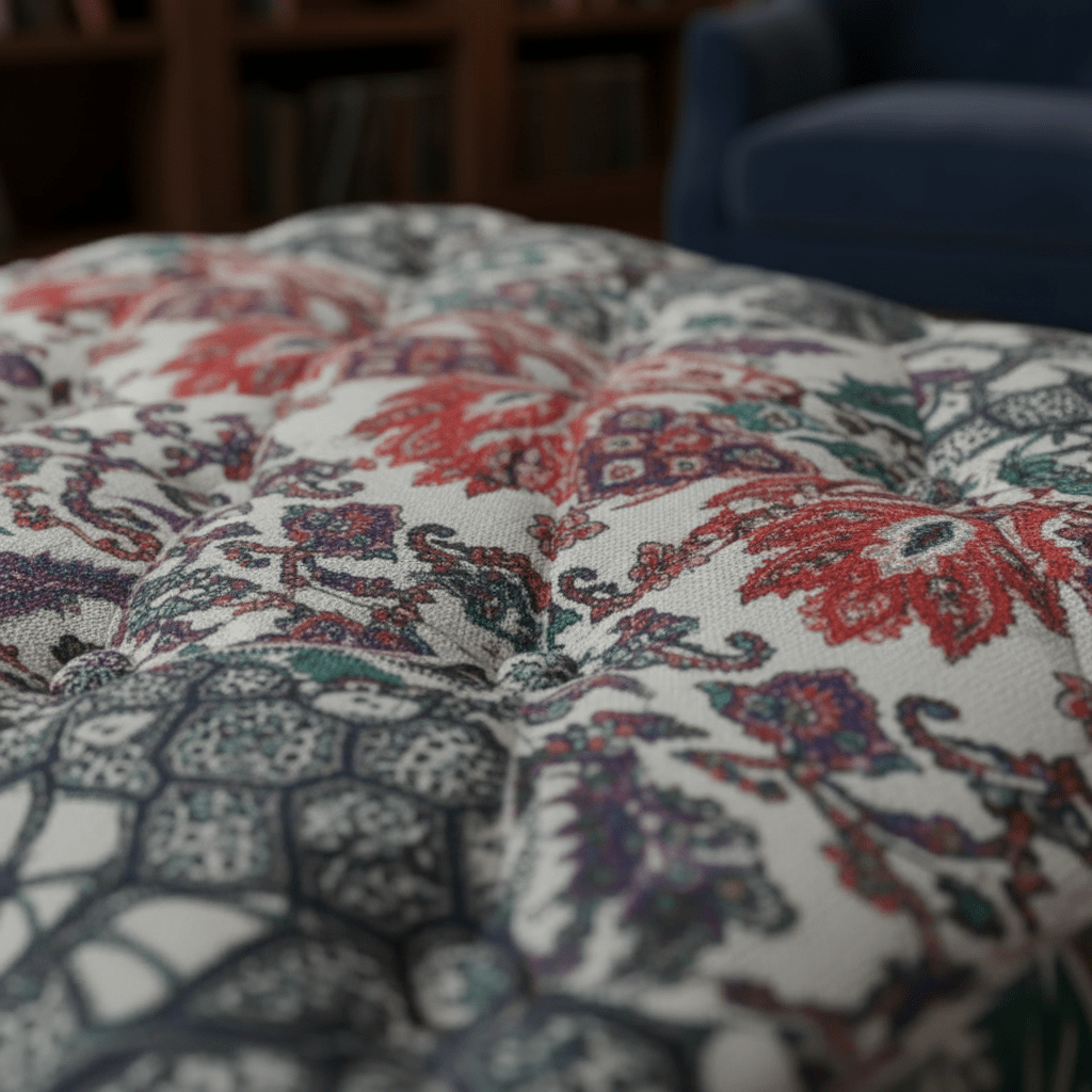 Luxury Designer Pattern Buttoned Square Ottoman Handcrafted - ISTOOLS