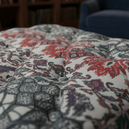 Luxury Designer Pattern Buttoned Square Ottoman Handcrafted - ISTOOLS