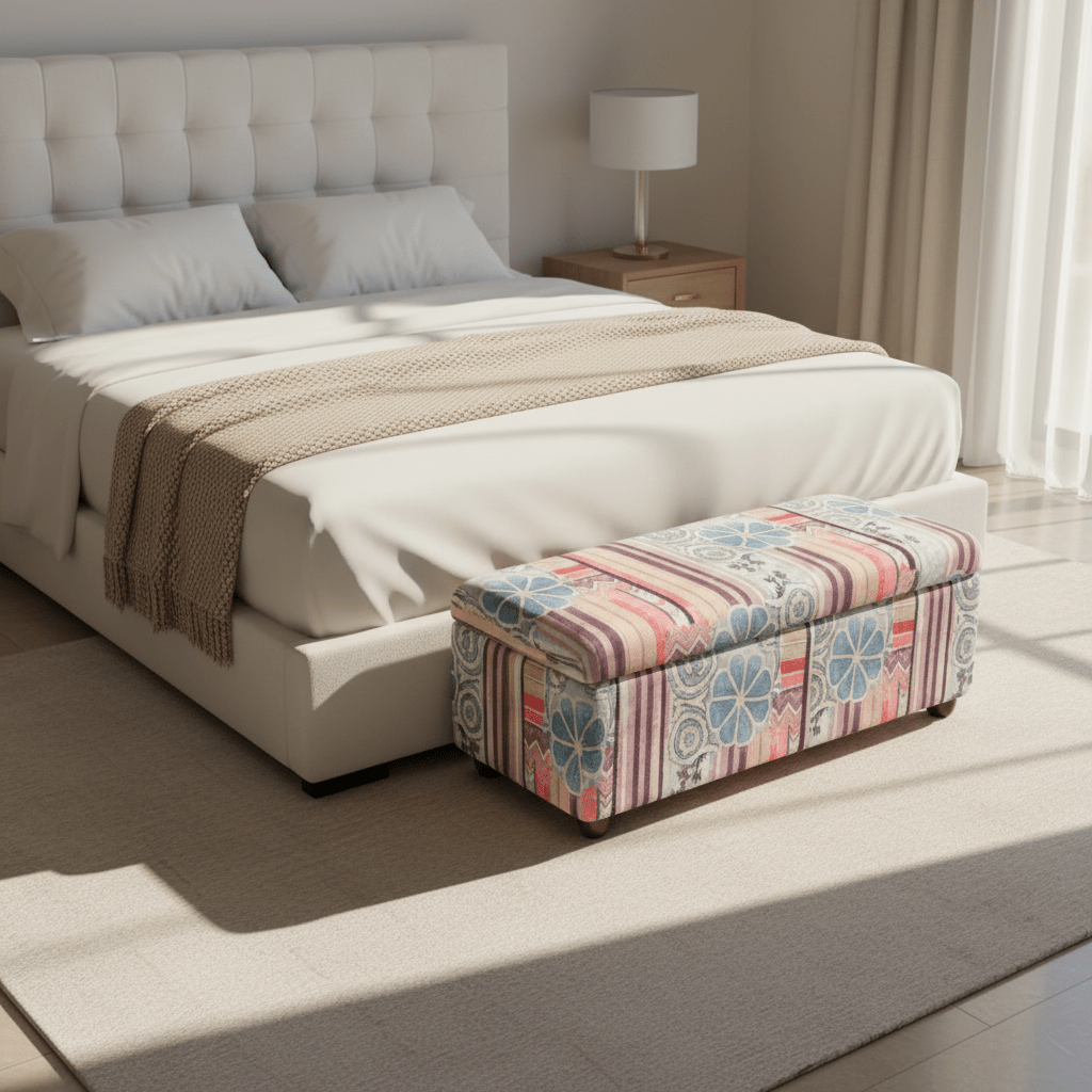 Luxury End of Bed Bench Box Designer Pattern Craftsmanship - ISTOOLS