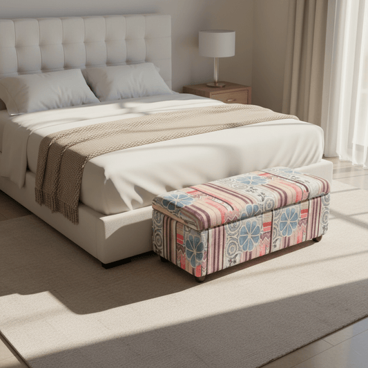 Luxury End of Bed Bench Box Designer Pattern Craftsmanship - ISTOOLS