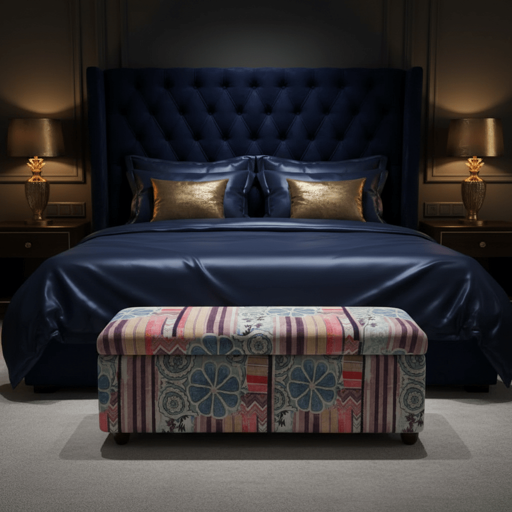 Luxury End of Bed Bench Box Designer Pattern Craftsmanship - ISTOOLS