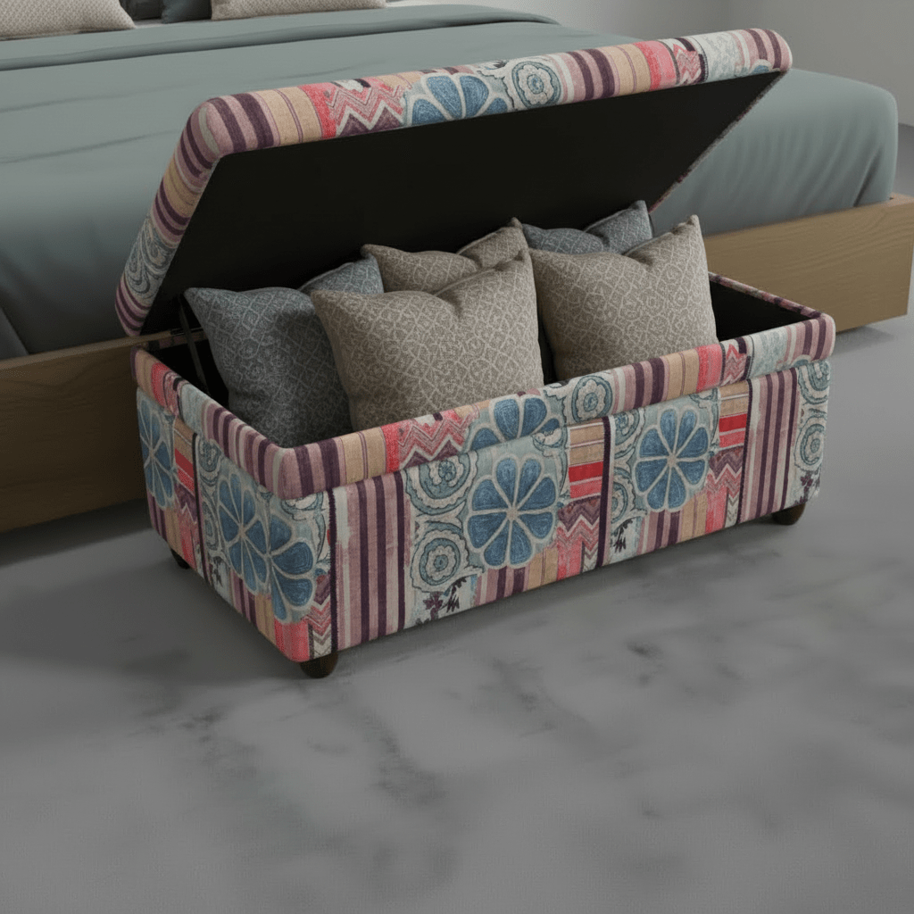 Luxury End of Bed Bench Box Designer Pattern Craftsmanship - ISTOOLS
