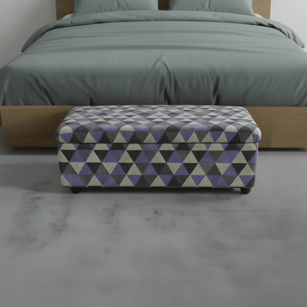Luxury End of Bed Bench Hand - Upholstered Abstract Style - ISTOOLS