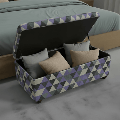 Luxury End of Bed Bench Hand - Upholstered Abstract Style - ISTOOLS