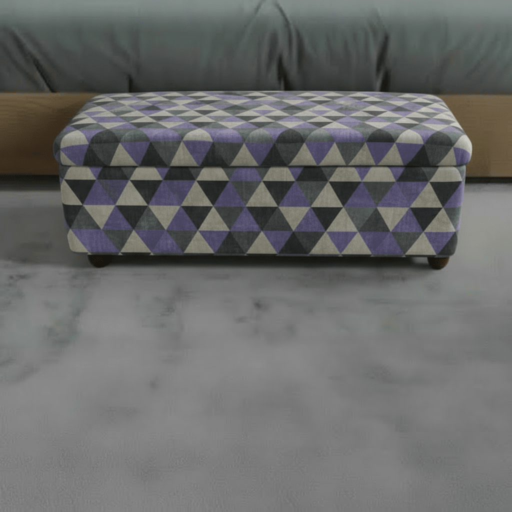 Luxury End of Bed Bench Hand - Upholstered Abstract Style - ISTOOLS