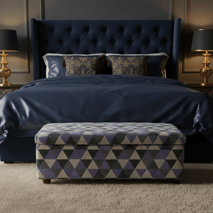 Luxury End of Bed Bench Hand - Upholstered Abstract Style - ISTOOLS