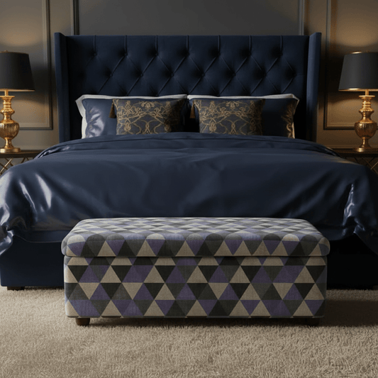Luxury End of Bed Bench Hand - Upholstered Abstract Style - ISTOOLS