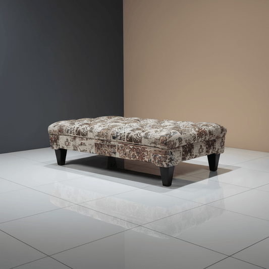 Luxury Hand - Finished Buttoned Ottoman Table Expressive Pattern - ISTOOLS