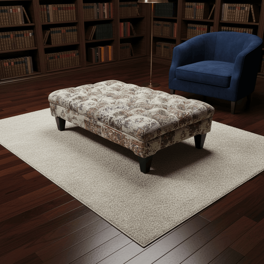 Luxury Hand - Finished Buttoned Ottoman Table Expressive Pattern - ISTOOLS