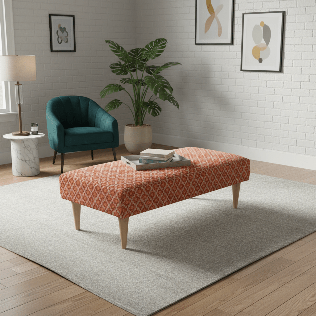 Luxury Hand - stitched Detail Seating Ottoman Bench – Multi - Functional Coffee Table - ISTOOLS