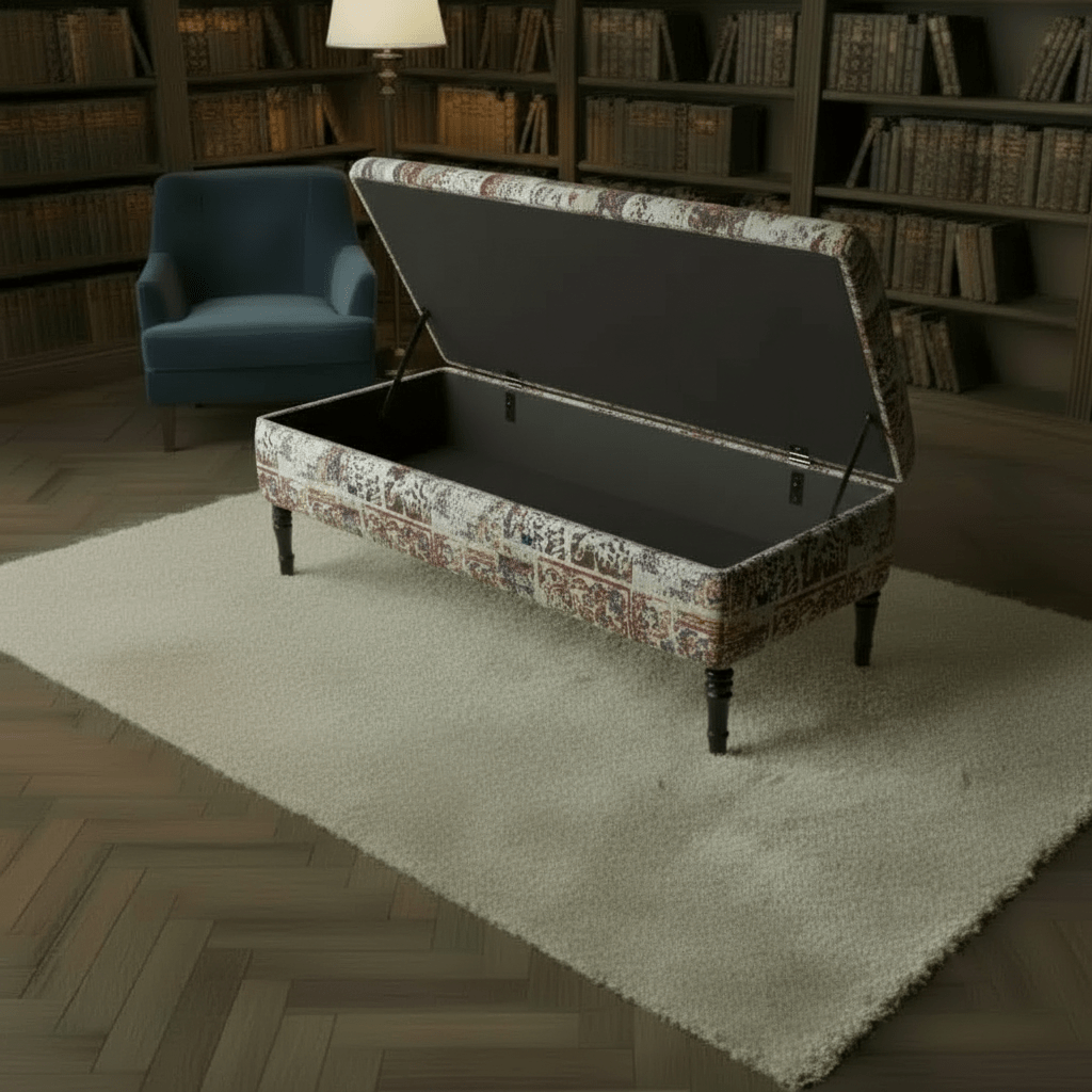 Luxury Hand - Upholstered Coffee Table Ottoman Expressive Pattern - ISTOOLS