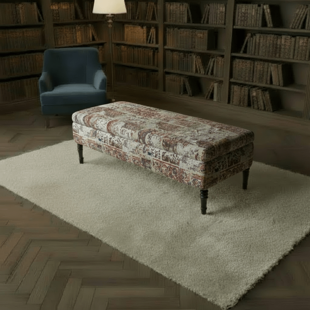 Luxury Hand - Upholstered Coffee Table Ottoman Expressive Pattern - ISTOOLS