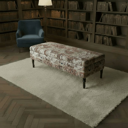 Luxury Hand - Upholstered Coffee Table Ottoman Expressive Pattern - ISTOOLS