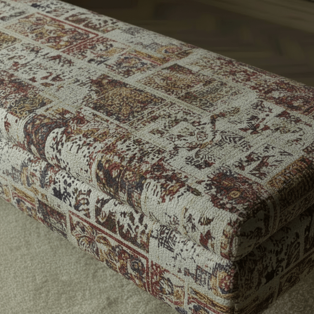 Luxury Hand - Upholstered Coffee Table Ottoman Expressive Pattern - ISTOOLS