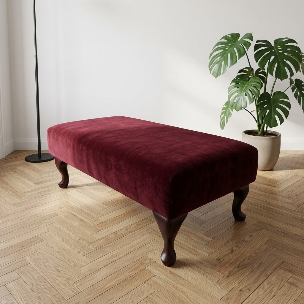 LUXURY MADE TO MEASURE FOOTSTOOL CUSTOM UPHOLSTERED OTTOMAN BENCH BESPOKE PLAIN FABRIC COFFEE TABLE SEAT NON STORAGE POUFFE - ISTOOLS
