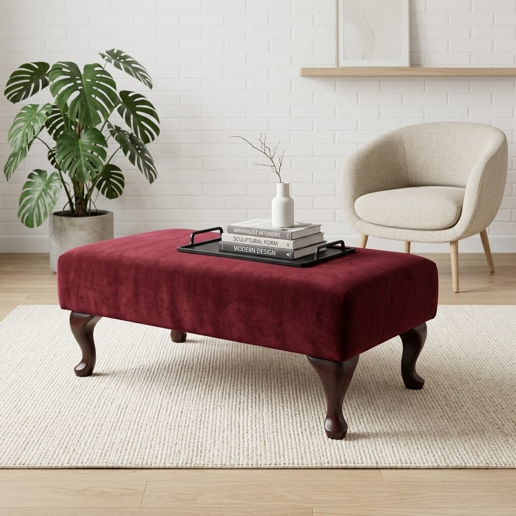 LUXURY MADE TO MEASURE FOOTSTOOL CUSTOM UPHOLSTERED OTTOMAN BENCH BESPOKE PLAIN FABRIC COFFEE TABLE SEAT NON STORAGE POUFFE - ISTOOLS