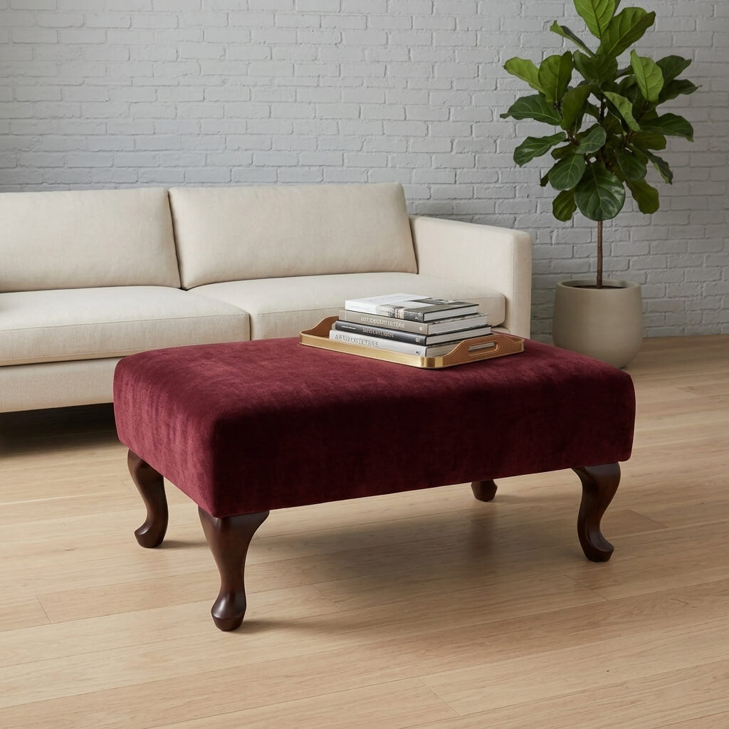 LUXURY MADE TO MEASURE FOOTSTOOL CUSTOM UPHOLSTERED OTTOMAN BENCH BESPOKE PLAIN FABRIC COFFEE TABLE SEAT NON STORAGE POUFFE - ISTOOLS