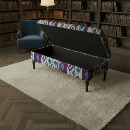 Luxury Multi - Toned Lounge Table Ottoman Premium Fabric - ISTOOLS