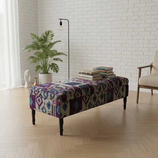 Luxury Multi - Toned Lounge Table Ottoman Premium Fabric - ISTOOLS