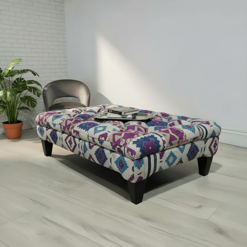 Luxury Multi - Toned Tufted Lounge Table Premium Fabric - ISTOOLS