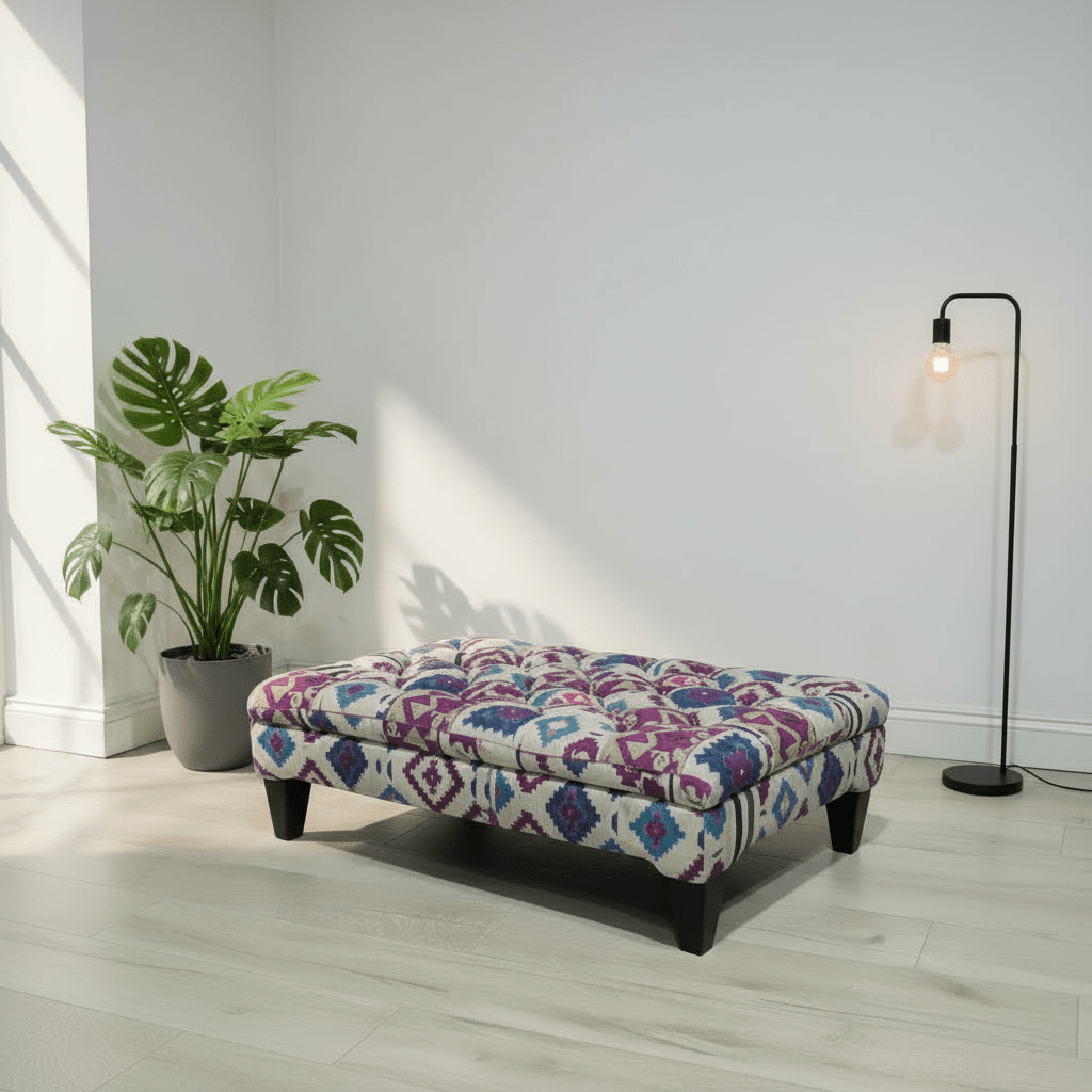 Luxury Multi - Toned Tufted Lounge Table Premium Fabric - ISTOOLS