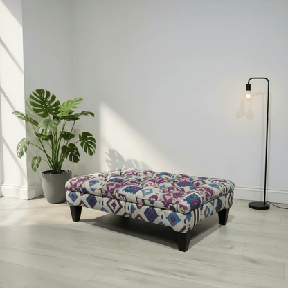 Luxury Multi - Toned Tufted Lounge Table Premium Fabric - ISTOOLS