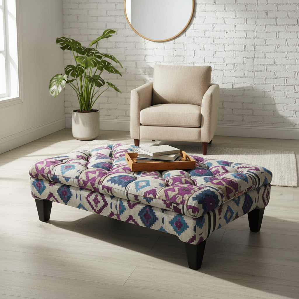 Luxury Multi - Toned Tufted Lounge Table Premium Fabric - ISTOOLS
