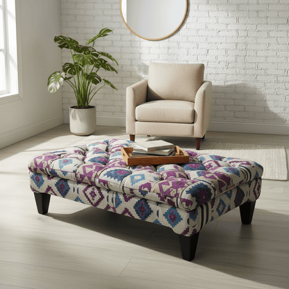 Luxury Multi - Toned Tufted Lounge Table Premium Fabric - ISTOOLS