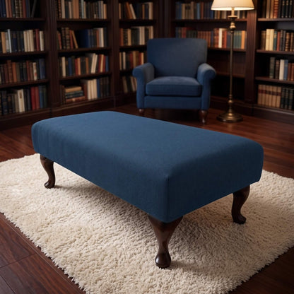 LUXURY PLAIN FABRIC FOOTSTOOL BESPOKE UPHOLSTERED OTTOMAN BENCH CUSTOM LIVING ROOM LOUNGE SEAT NON STORAGE COFFEE TABLE POUFFE - ISTOOLS