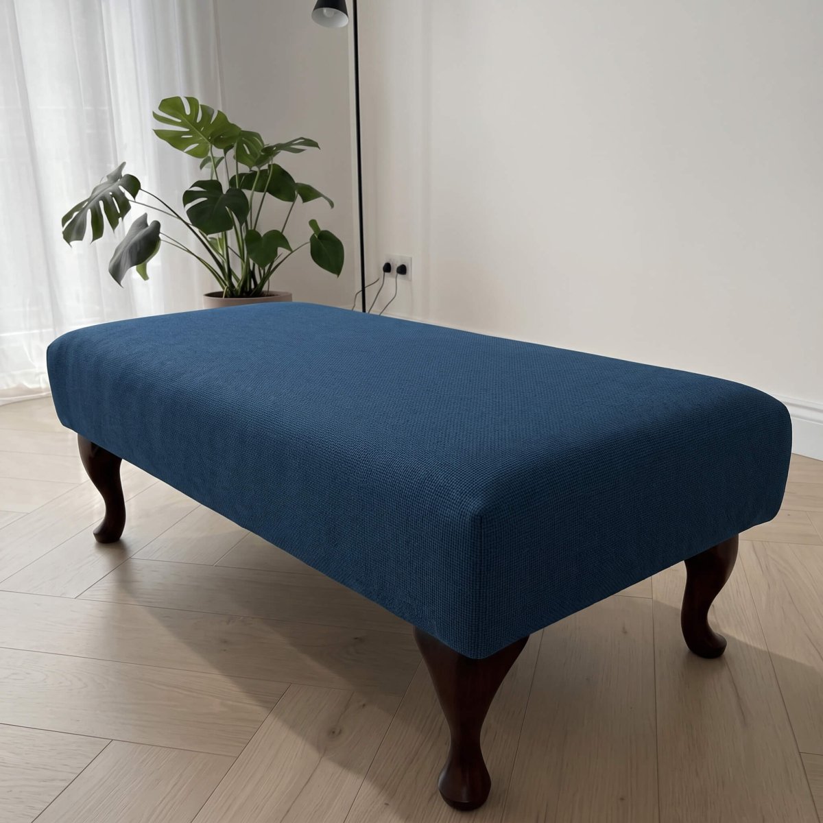 LUXURY PLAIN FABRIC FOOTSTOOL BESPOKE UPHOLSTERED OTTOMAN BENCH CUSTOM LIVING ROOM LOUNGE SEAT NON STORAGE COFFEE TABLE POUFFE - ISTOOLS