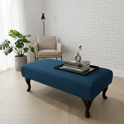 LUXURY PLAIN FABRIC FOOTSTOOL BESPOKE UPHOLSTERED OTTOMAN BENCH CUSTOM LIVING ROOM LOUNGE SEAT NON STORAGE COFFEE TABLE POUFFE - ISTOOLS