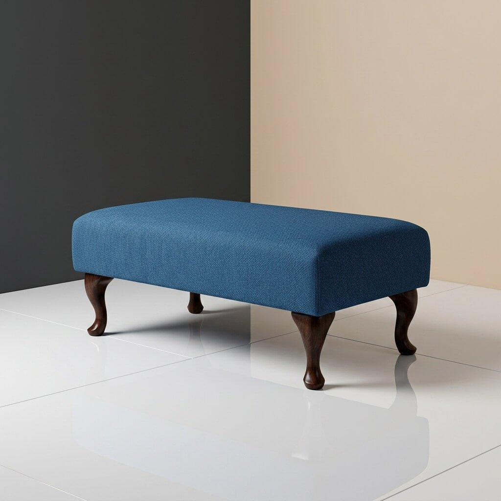 LUXURY PLAIN FABRIC FOOTSTOOL BESPOKE UPHOLSTERED OTTOMAN BENCH CUSTOM LIVING ROOM LOUNGE SEAT NON STORAGE COFFEE TABLE POUFFE - ISTOOLS