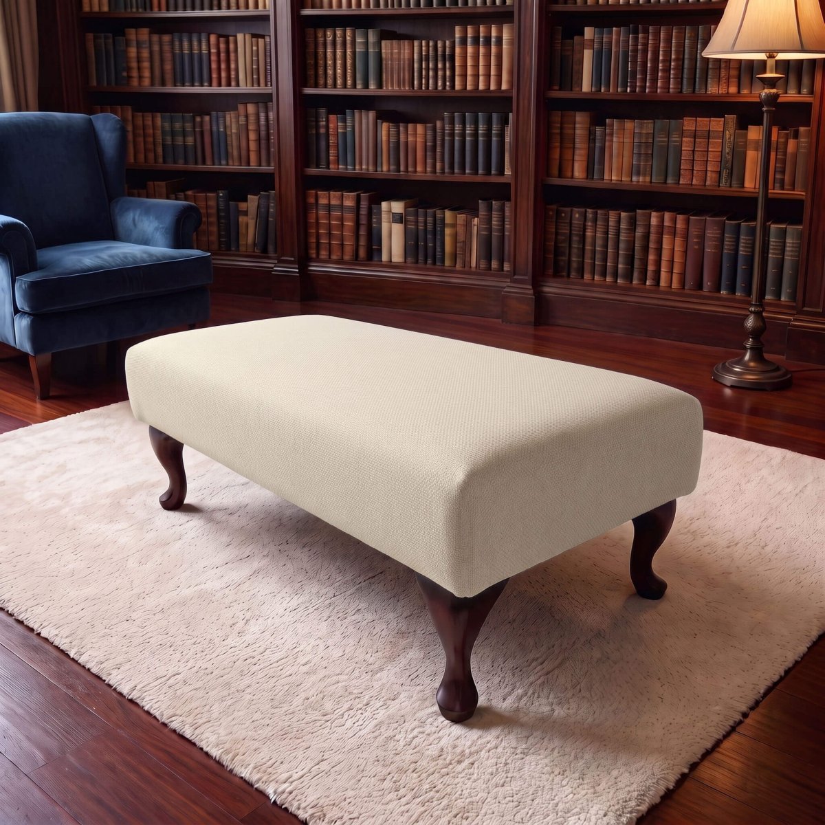 LUXURY PLAIN FABRIC OTTOMAN SEAT BESPOKE NON STORAGE FOOTSTOOL CUSTOM UPHOLSTERED COFFEE TABLE PREMIUM LIVING ROOM LOUNGE BENCH - ISTOOLS