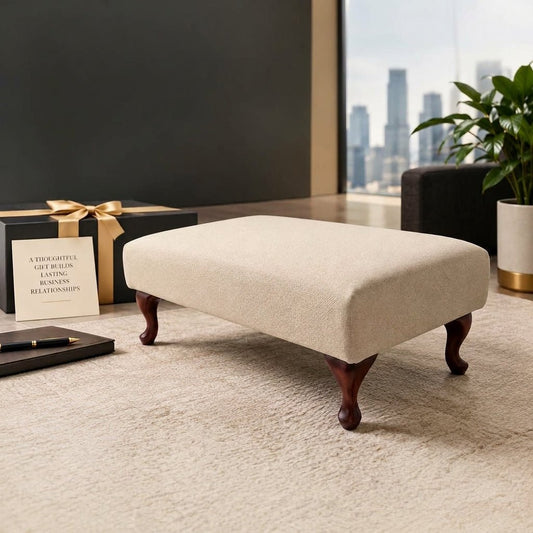LUXURY PLAIN FABRIC OTTOMAN SEAT BESPOKE NON STORAGE FOOTSTOOL CUSTOM UPHOLSTERED COFFEE TABLE PREMIUM LIVING ROOM LOUNGE BENCH - ISTOOLS