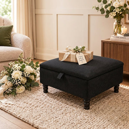 LUXURY PLAIN FABRIC STORAGE FOOTSTOOL HANDCRAFTED UK - ISTOOLS