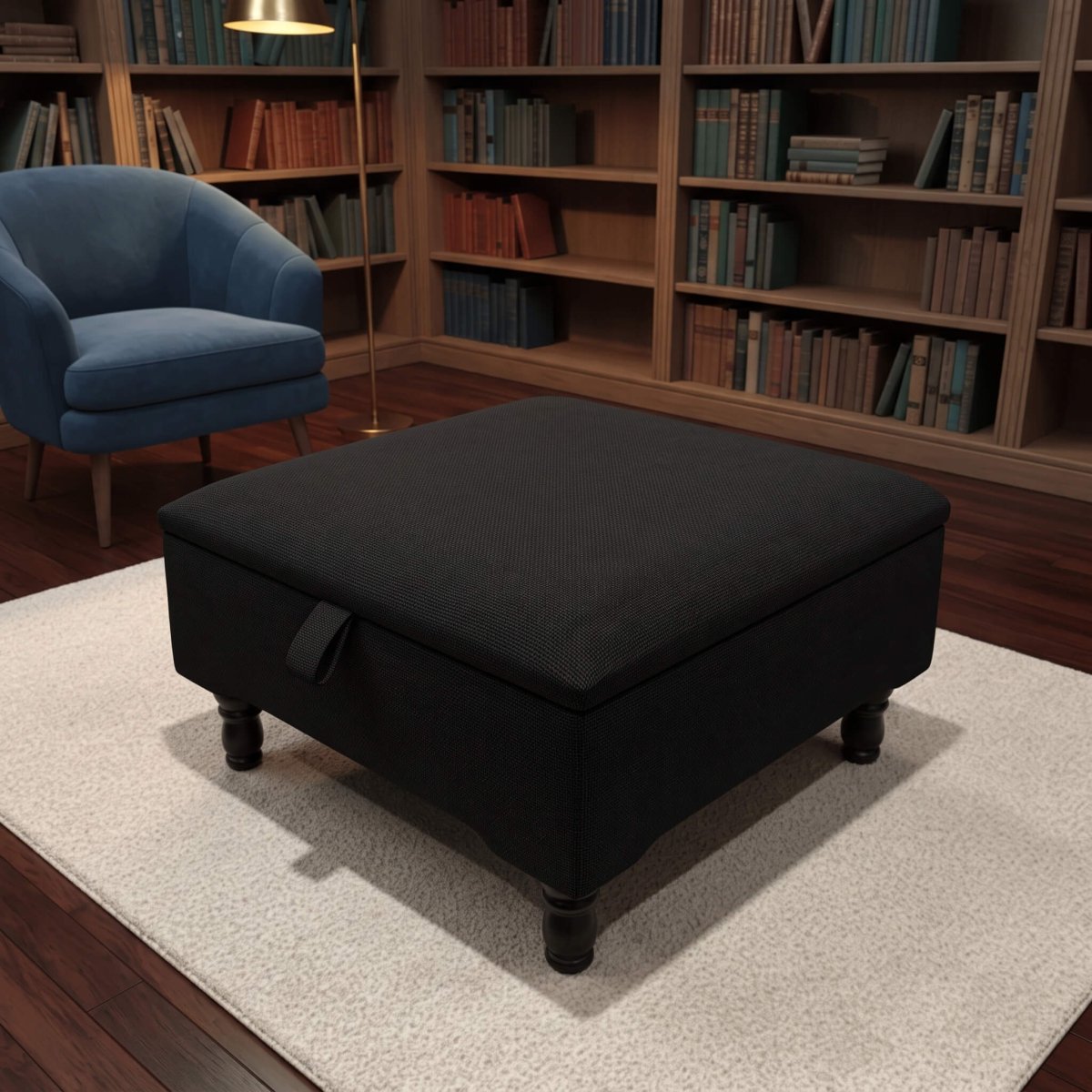 LUXURY PLAIN FABRIC STORAGE FOOTSTOOL HANDCRAFTED UK - ISTOOLS