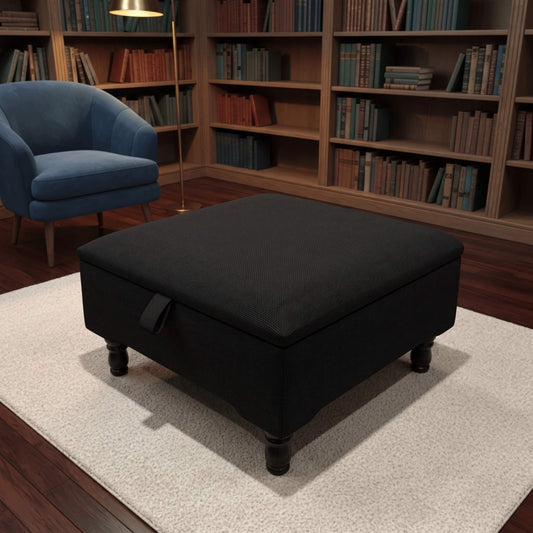 LUXURY PLAIN FABRIC STORAGE FOOTSTOOL HANDCRAFTED UK - ISTOOLS