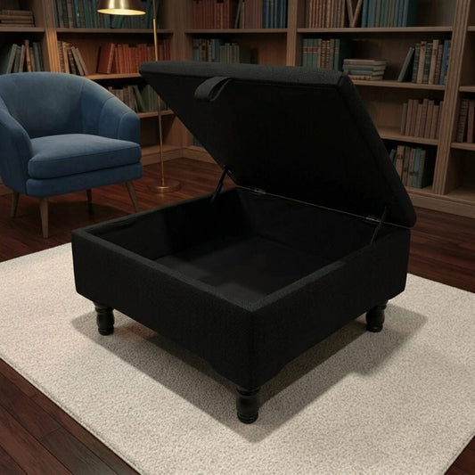 LUXURY PLAIN FABRIC STORAGE FOOTSTOOL HANDCRAFTED UK - ISTOOLS