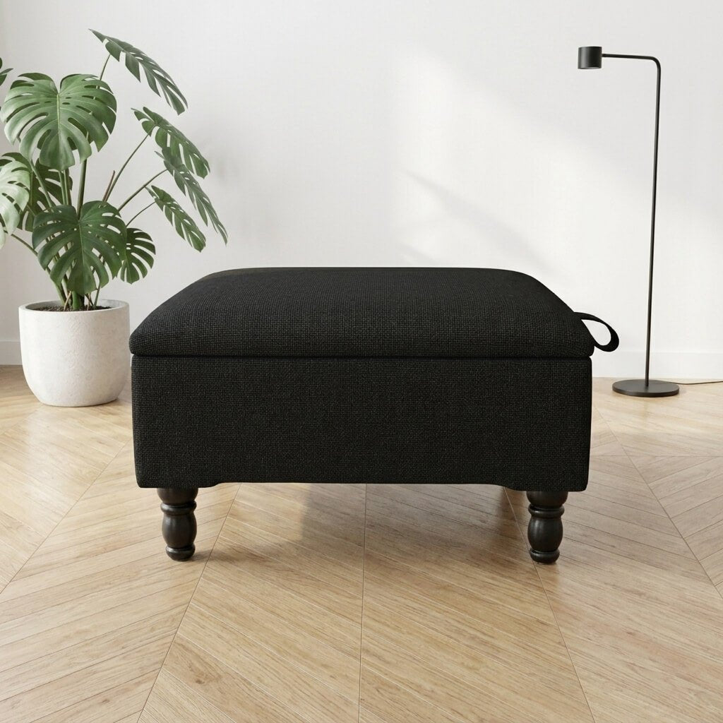 LUXURY PLAIN FABRIC STORAGE FOOTSTOOL HANDCRAFTED UK - ISTOOLS