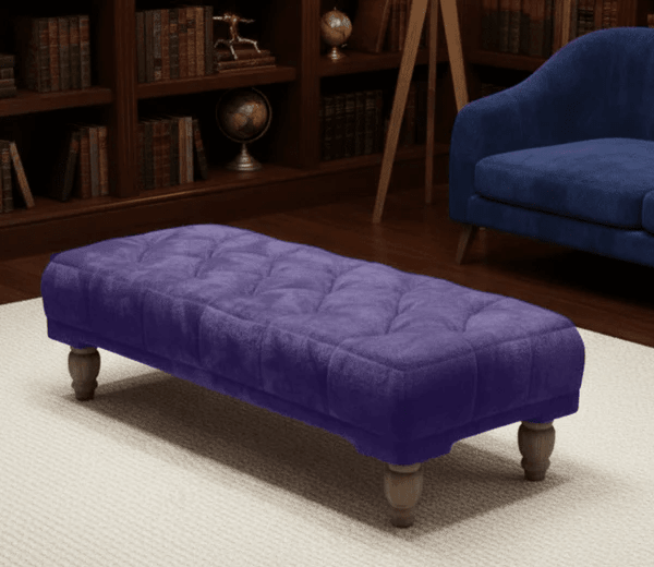 Luxury Purple Aubergine Chesterfield Footstool – Deep Buttoned Velvet Ottoman - ISTOOLS