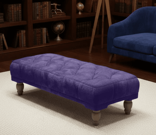 Luxury Purple Aubergine Chesterfield Footstool – Deep Buttoned Velvet Ottoman - ISTOOLS