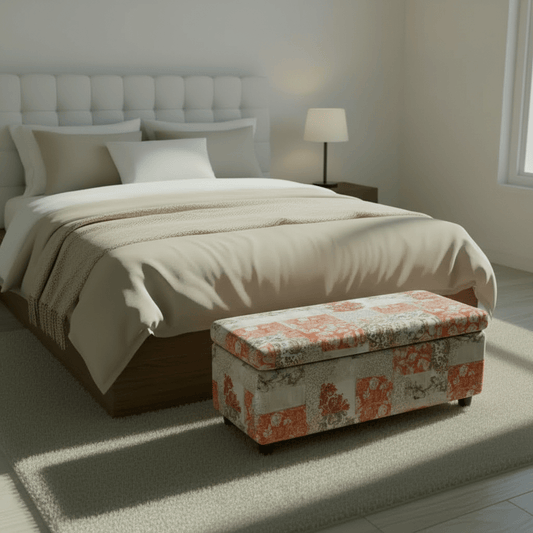 Luxury Rectangular End of Bed Bench Hidden Storage Patterned - ISTOOLS