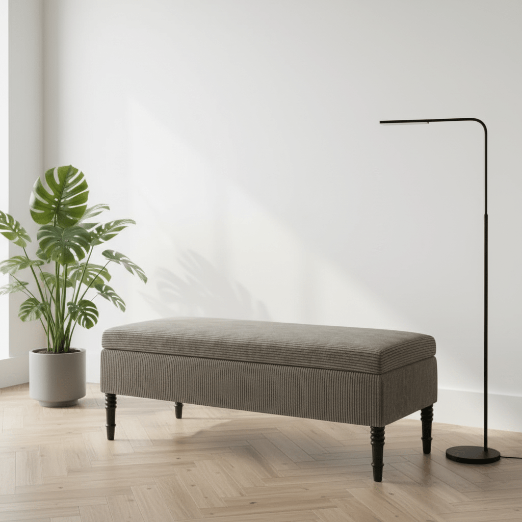 Luxury Rectangular Hallway Bench Hidden Storage Plain Fabric - ISTOOLS