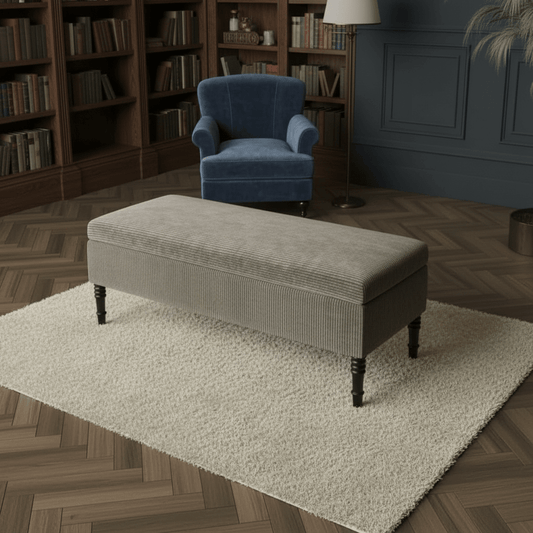 Luxury Rectangular Hallway Bench Hidden Storage Plain Fabric - ISTOOLS