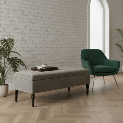 Luxury Rectangular Hallway Bench Hidden Storage Plain Fabric - ISTOOLS