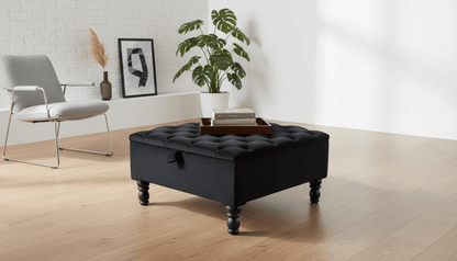 Luxury Royal Blue Square Ottoman Storage Bench – Multifunctional Coffee Table & Hidden Storage (Copy) - ISTOOLS